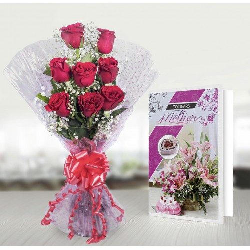 Roses With Mother's Day Card